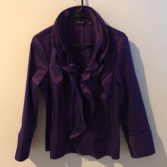 Samuel Dong Tops - Samuel Dong Women’s Purple Taffeta Ruffle Blouse.
